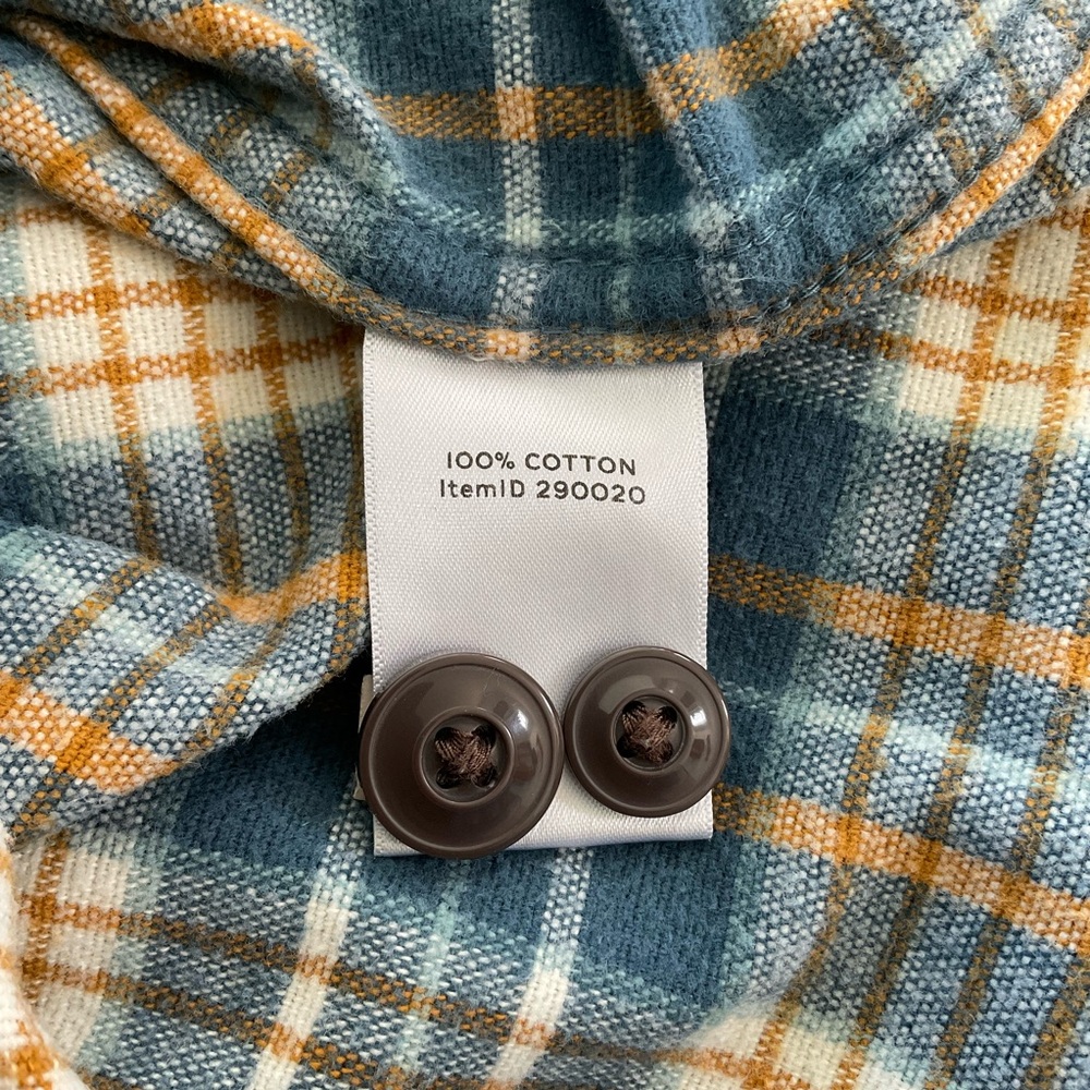 LL Bean Signature 1933 Chamois Cloth Shirt Men’s XL Slim Blue Tan Plaid 290020 - Picture 6 of 11